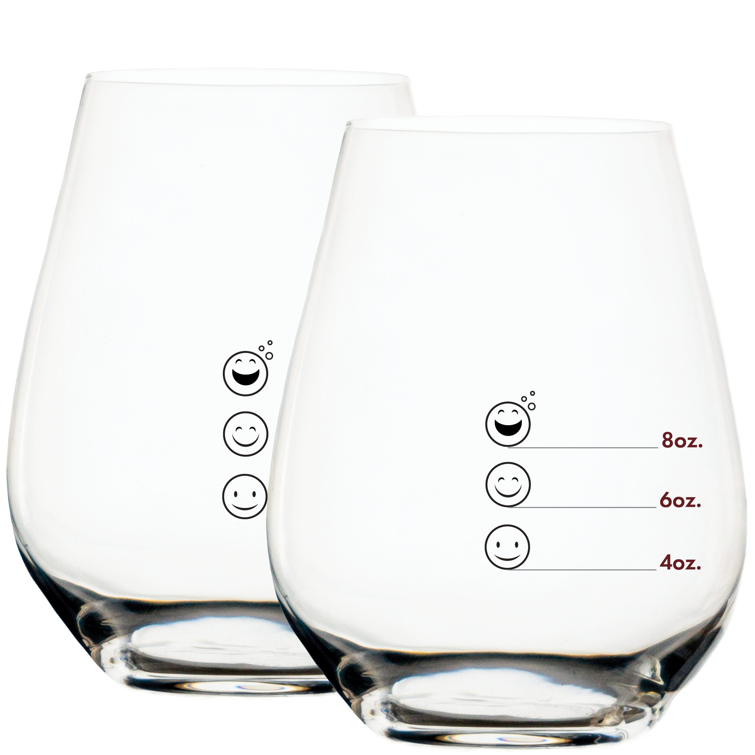 Large Emoji Stemless Measuring Wine Glass with Wine Measuring Marks
