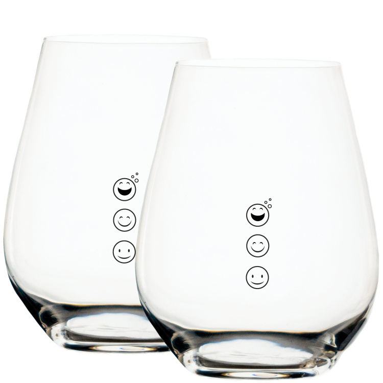 Happy Emoji Premium Measuring Wine Glass with Measuring Marks